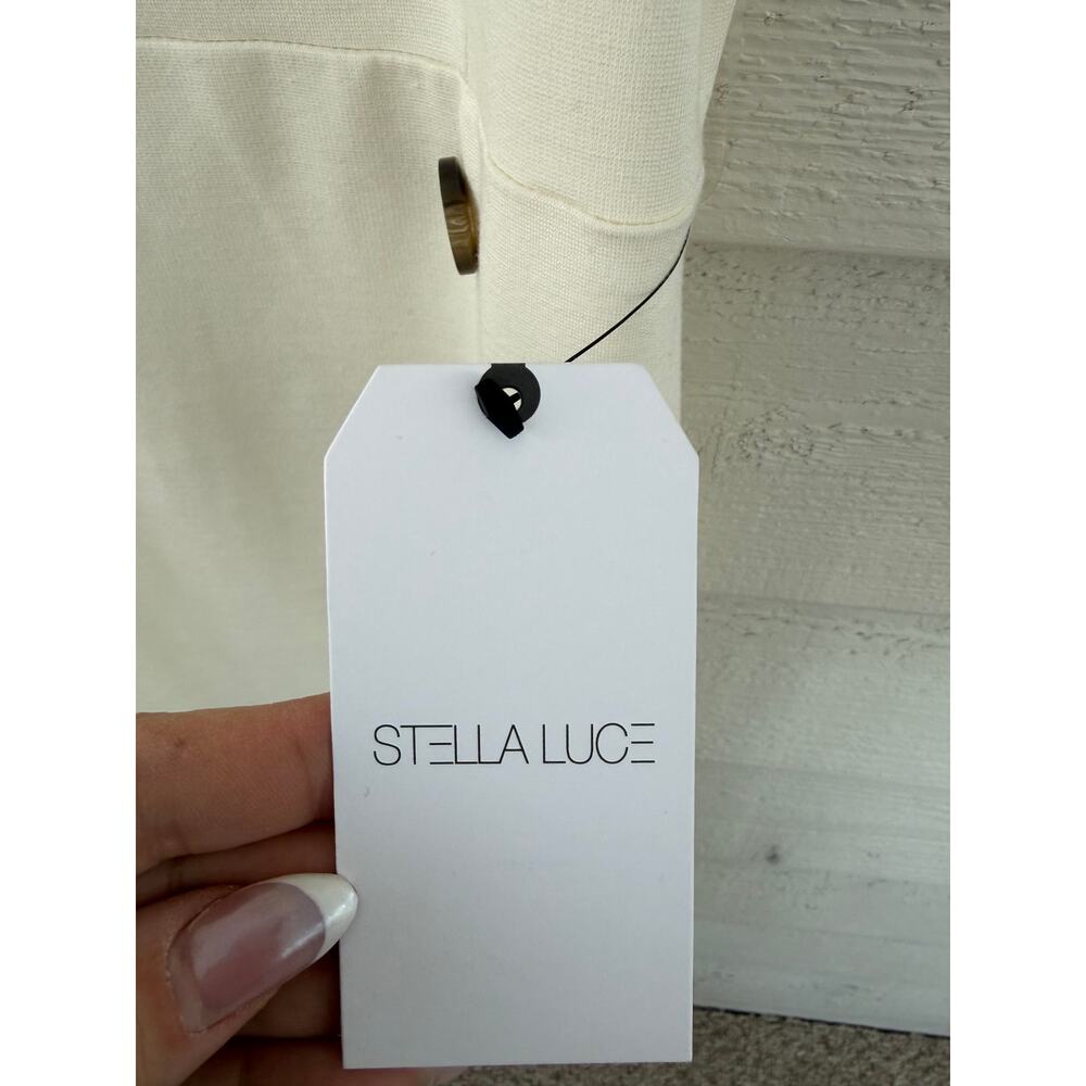 Stella Luce Cream Midi Dress NWT Button Detail Sleeveless Elegant Summer Dress - Picture 5 of 8